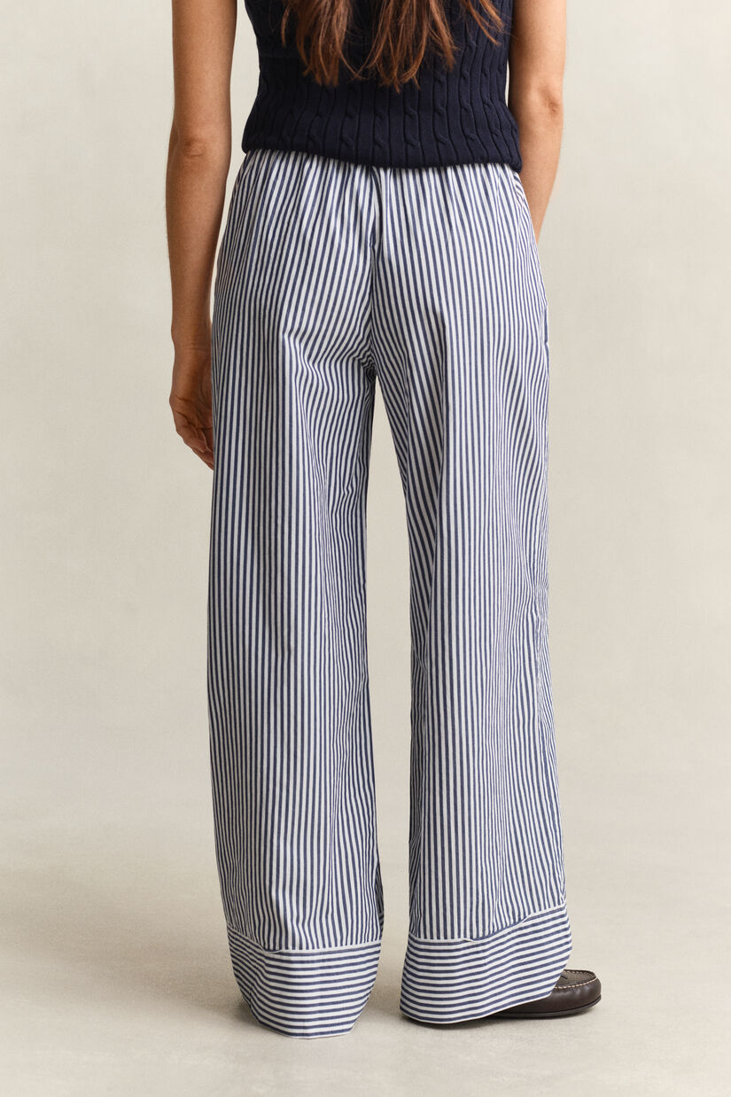 Pantalon en popeline &agrave; rayures