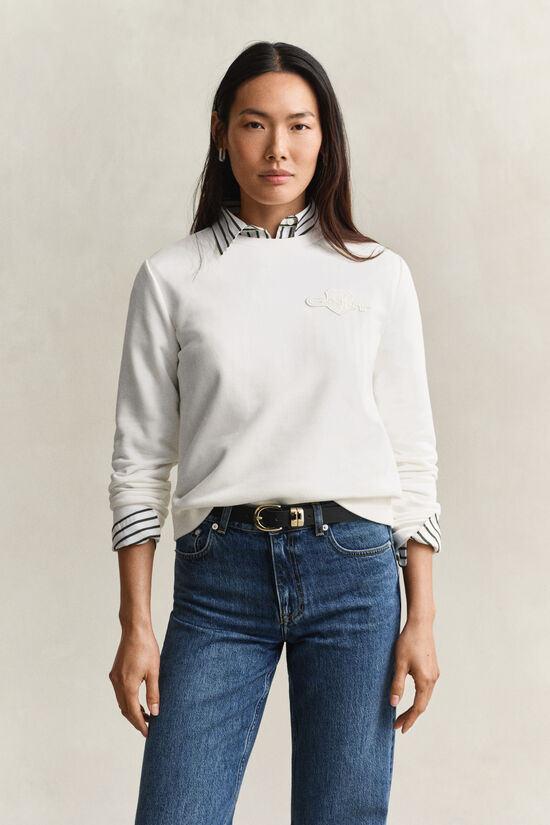 Sweat-shirt avec &eacute;cusson ton sur ton