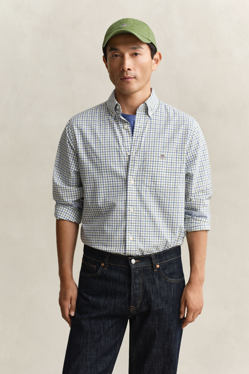 Chemise en popeline &agrave; carreaux classique