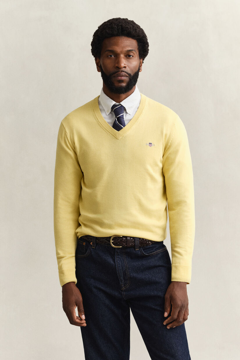 Pull col V en coton classique