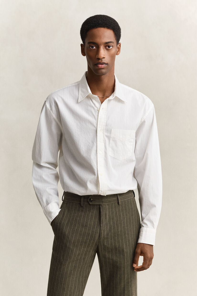 Chemise relaxed fit &agrave; rayures Dobby