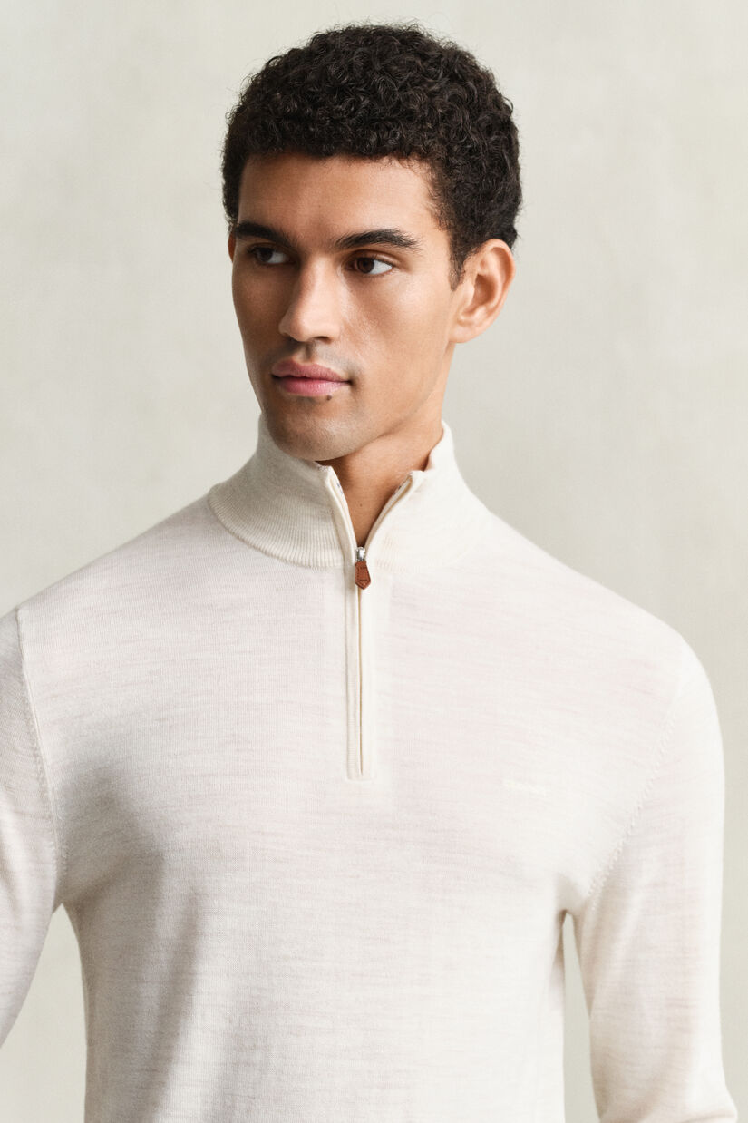 Pull &agrave; demi-zip en laine m&eacute;rinos