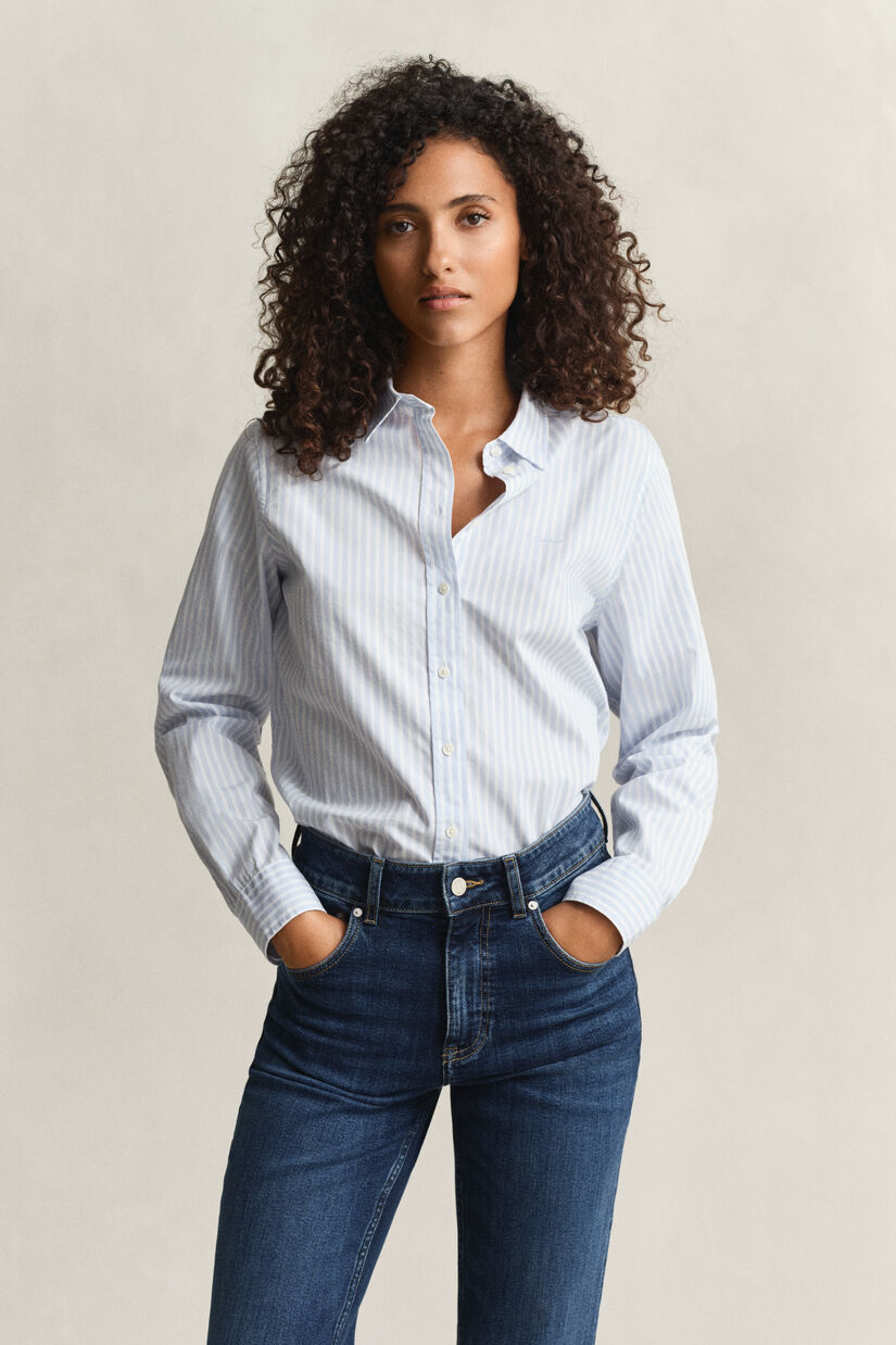 Chemise classique coupe regular en popeline &agrave; rayures