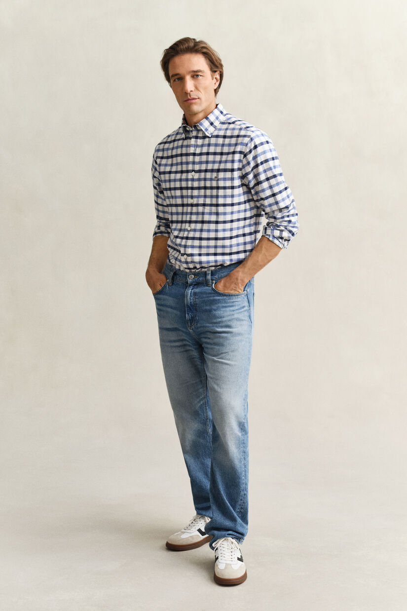 Chemise coupe regular en coton Oxford &agrave; carreaux