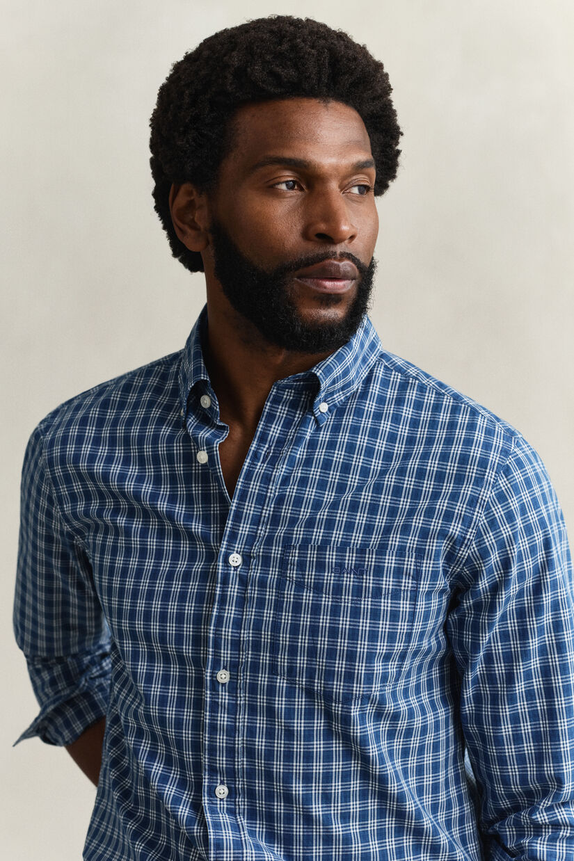 Chemise &agrave; carreaux indigo