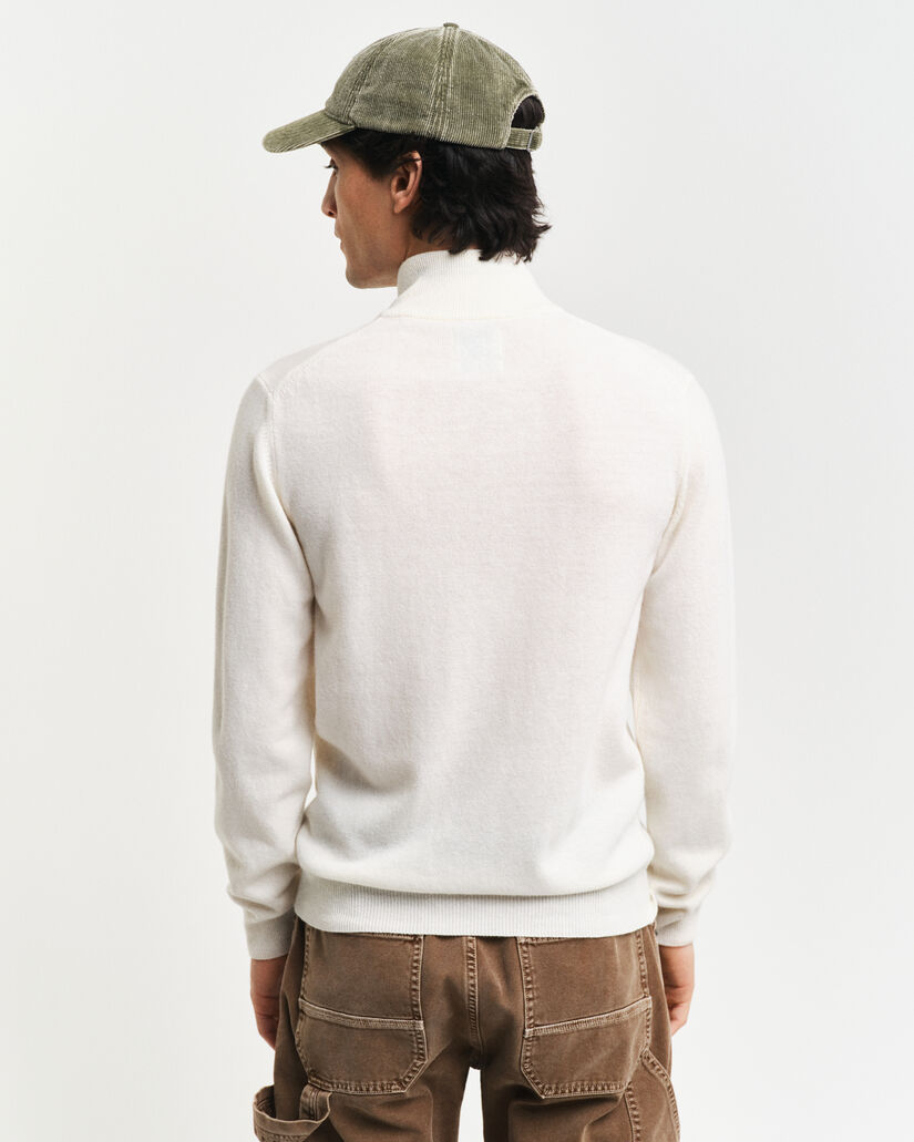 Pull &agrave; demi-zip en laine d'agneau ultra-fine