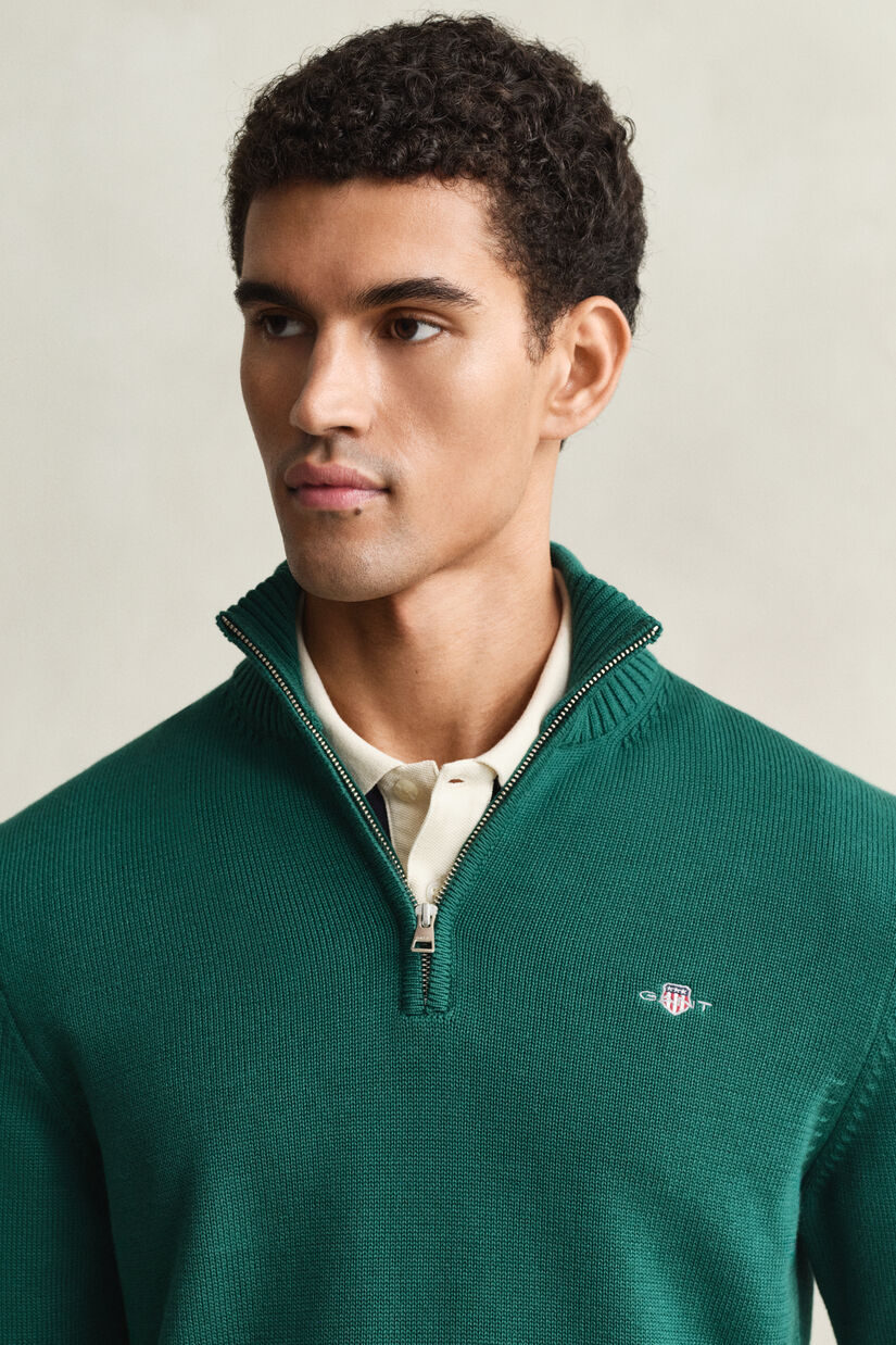 Pull en coton d&eacute;contract&eacute; &agrave; demi-zip