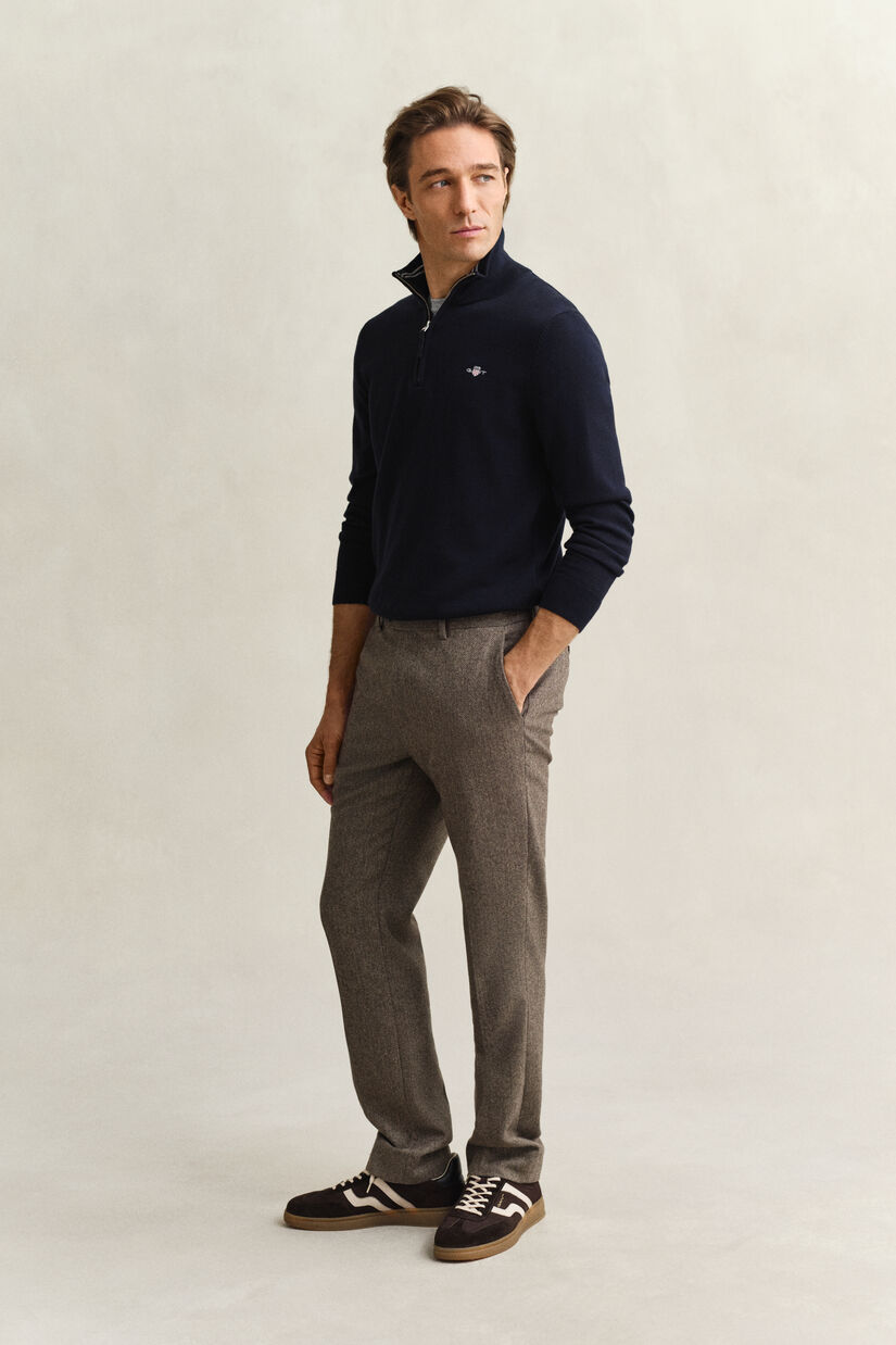 Pull &agrave; demi-zip en coton classique