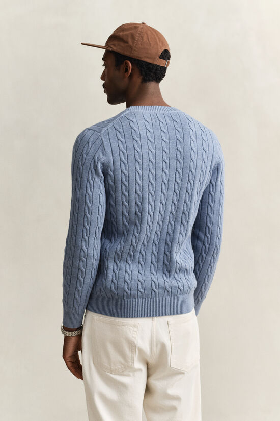 Pull col rond en maille de coton torsad&eacute;e