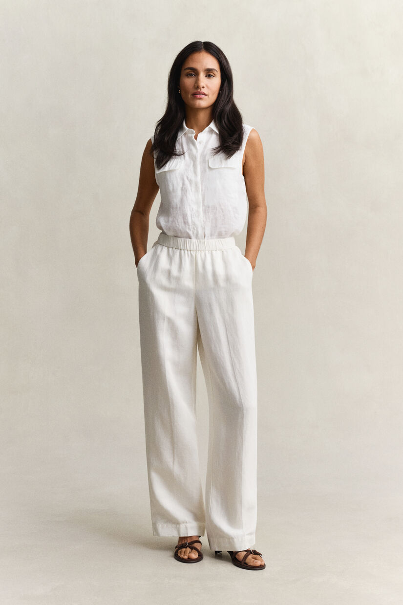 Pantalon en lin m&eacute;lang&eacute;
