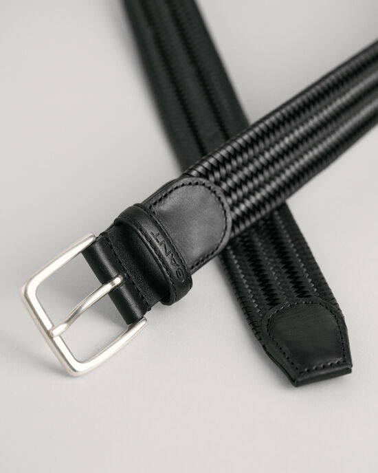 Ceinture &eacute;lastique en cuir tress&eacute;