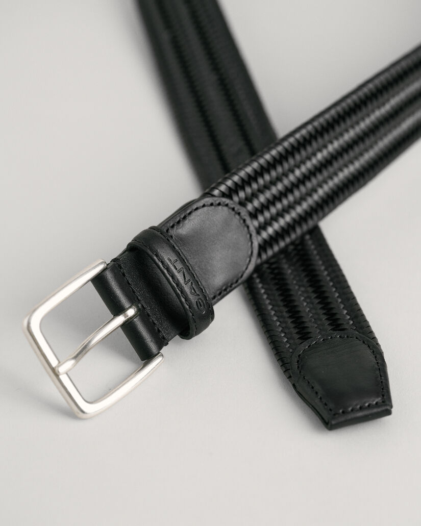 Ceinture &eacute;lastique en cuir tress&eacute;