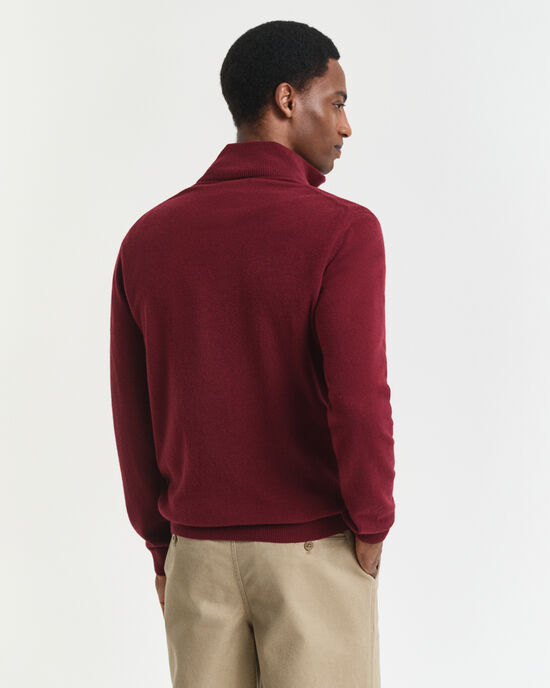 Pull &agrave; demi-zip en laine d'agneau ultra-fine