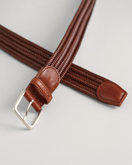 Ceinture &eacute;lastique en cuir tress&eacute;