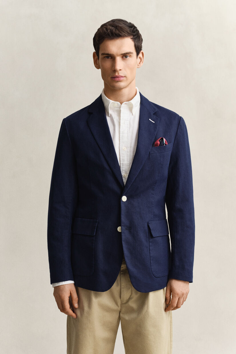 Veste de costume en coton m&eacute;lang&eacute; textur&eacute;