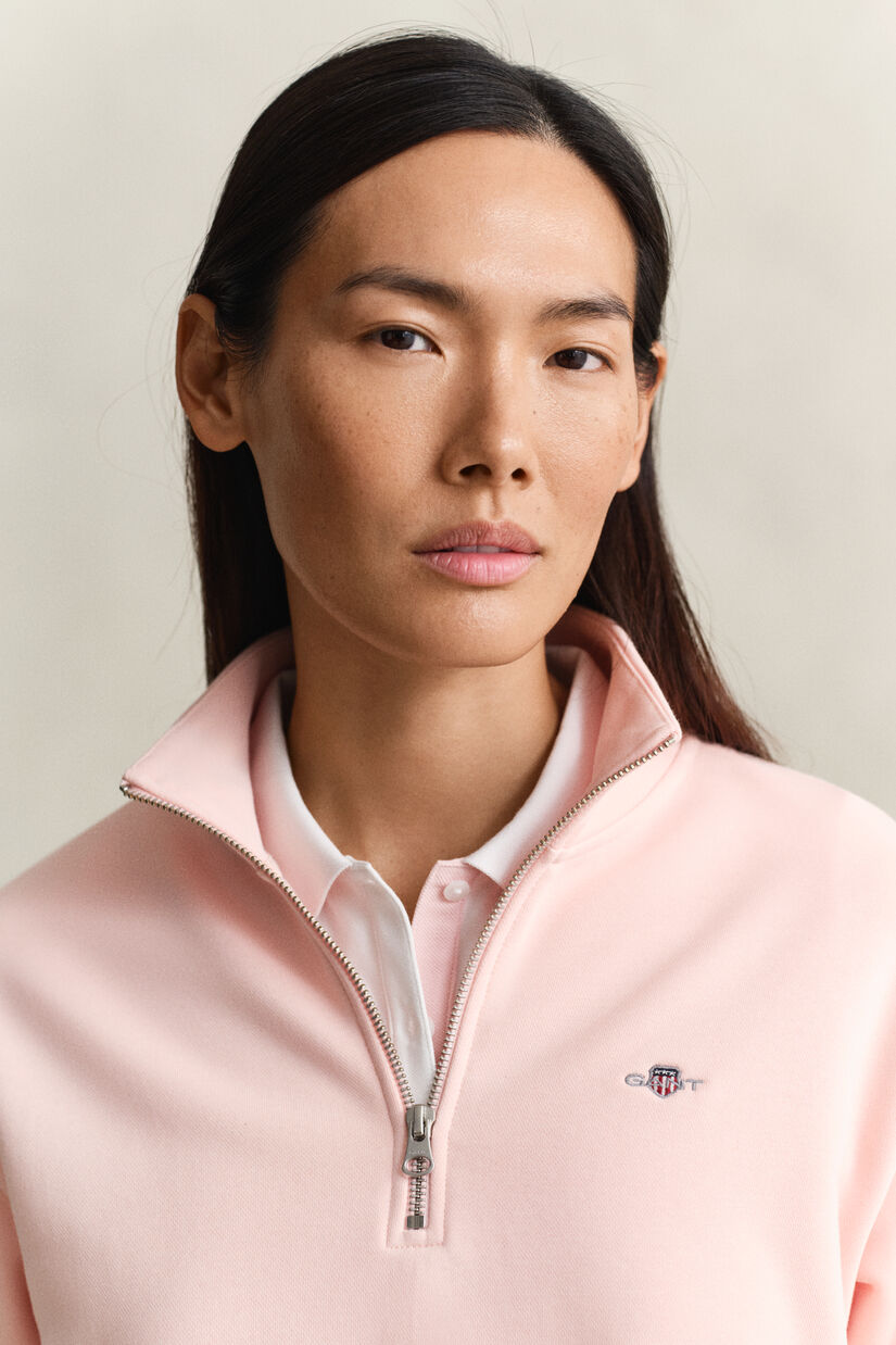Sweat-shirt &agrave; demi-zip avec &eacute;cusson