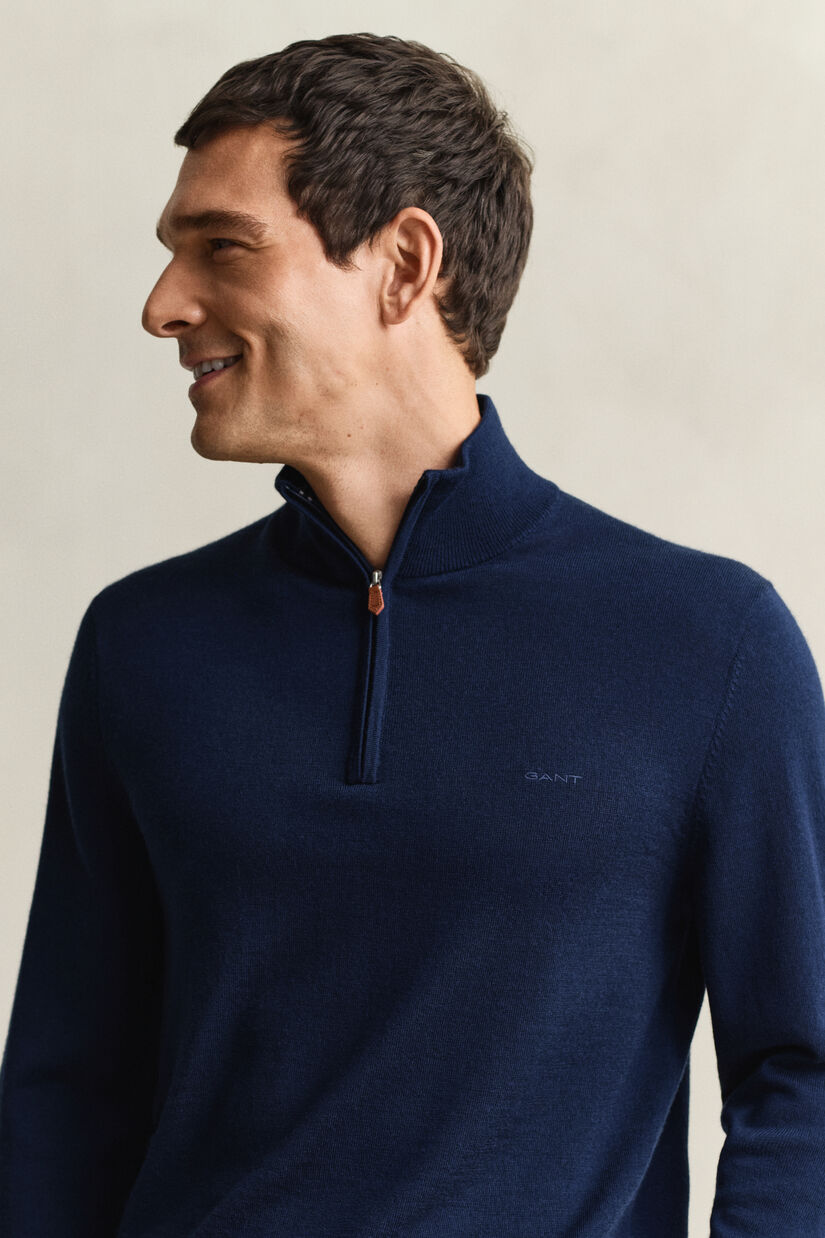 Pull &agrave; demi-zip en laine m&eacute;rinos