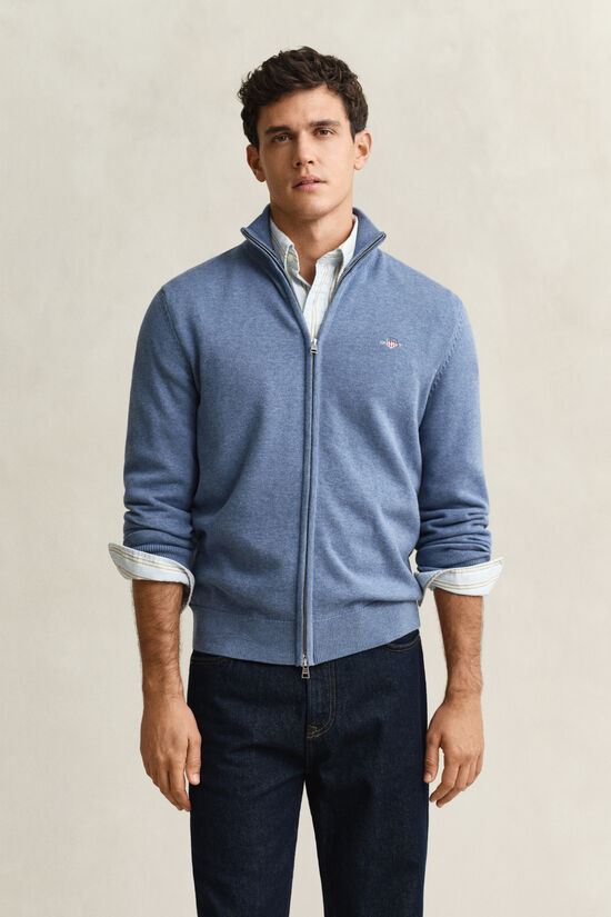 Cardigan zipp&eacute; en coton d&eacute;contract&eacute;