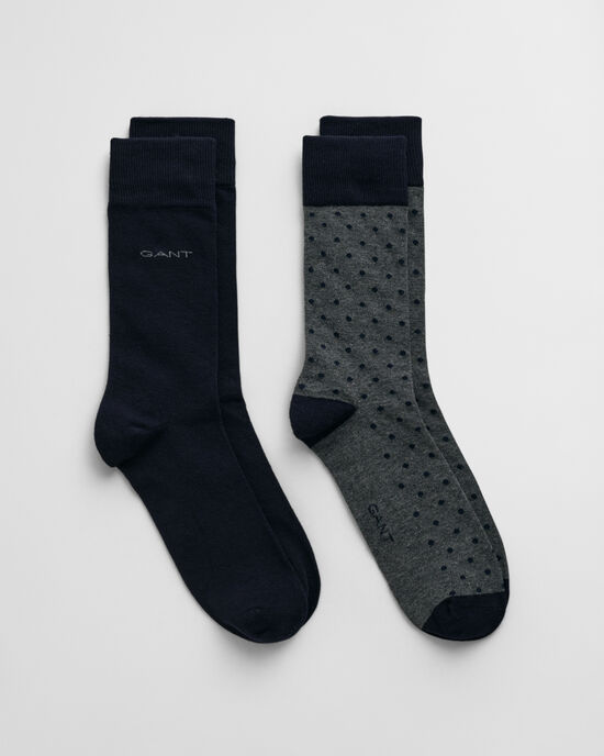 Lot de 2&nbsp;paires de chaussettes unies et &agrave; pois