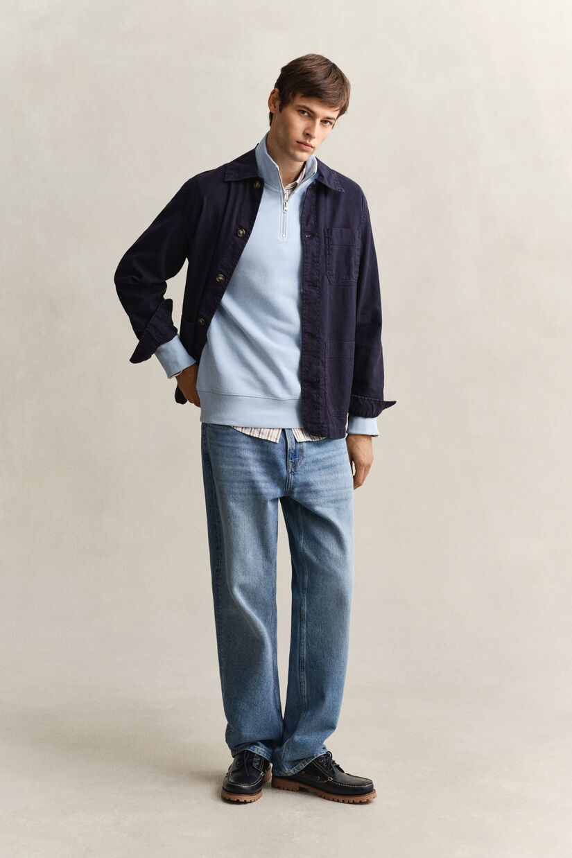 Sweat-shirt &agrave; demi-zip avec &eacute;cusson