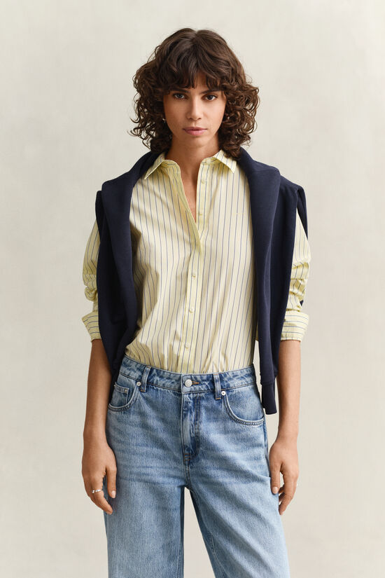 Chemise coupe regular en popeline &agrave; rayures classique
