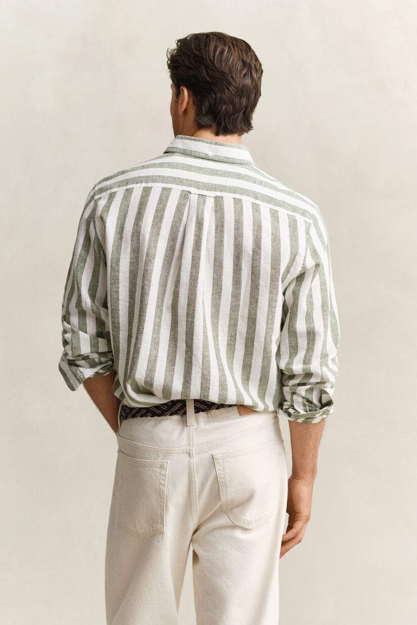 Chemise en lin m&eacute;lang&eacute; &agrave; rayures