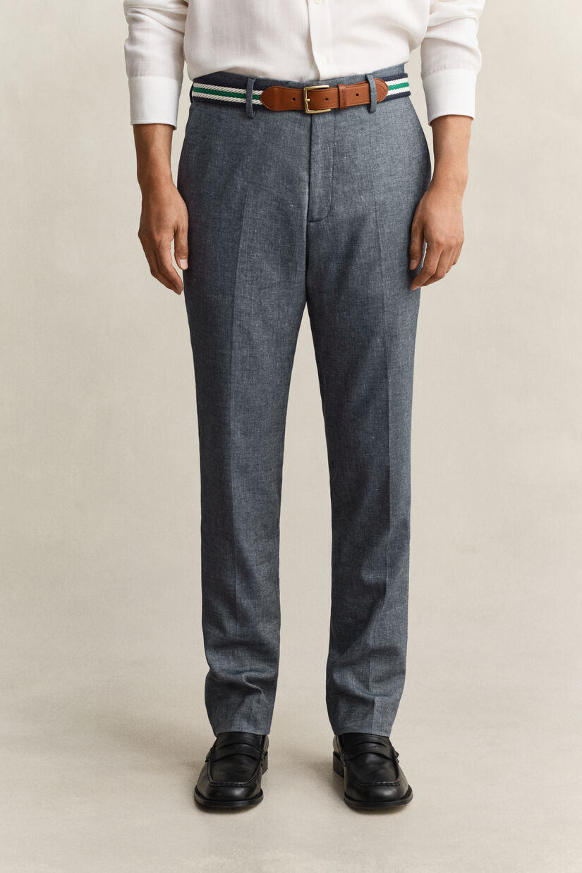 Pantalon de costume indigo &agrave; chevrons