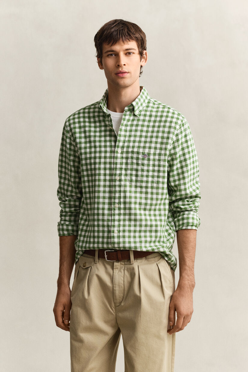 Chemise vichy en lin m&eacute;lang&eacute;