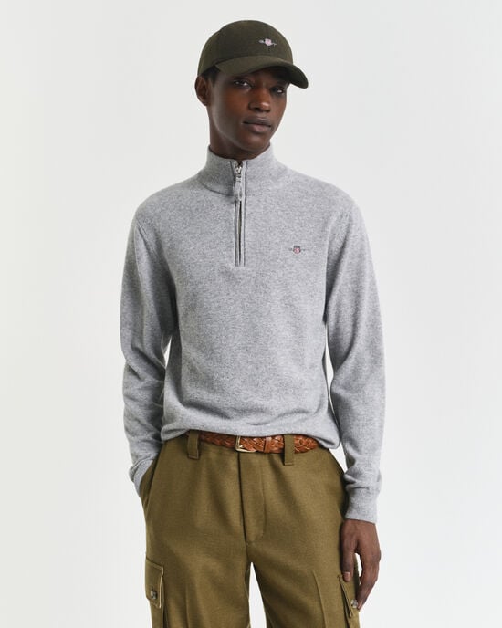 Pull &agrave; demi-zip en laine d'agneau ultra-fine