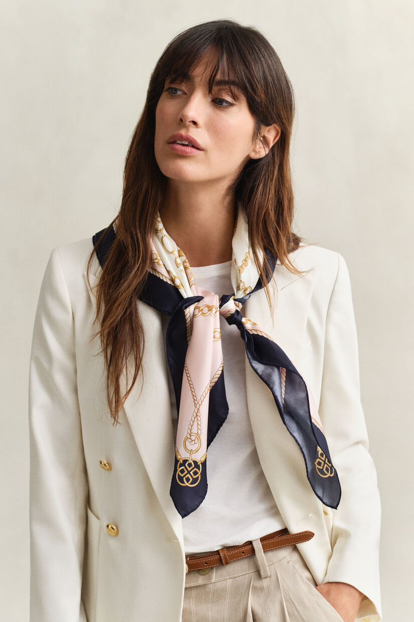Foulard en soie &agrave; motif cha&icirc;ne