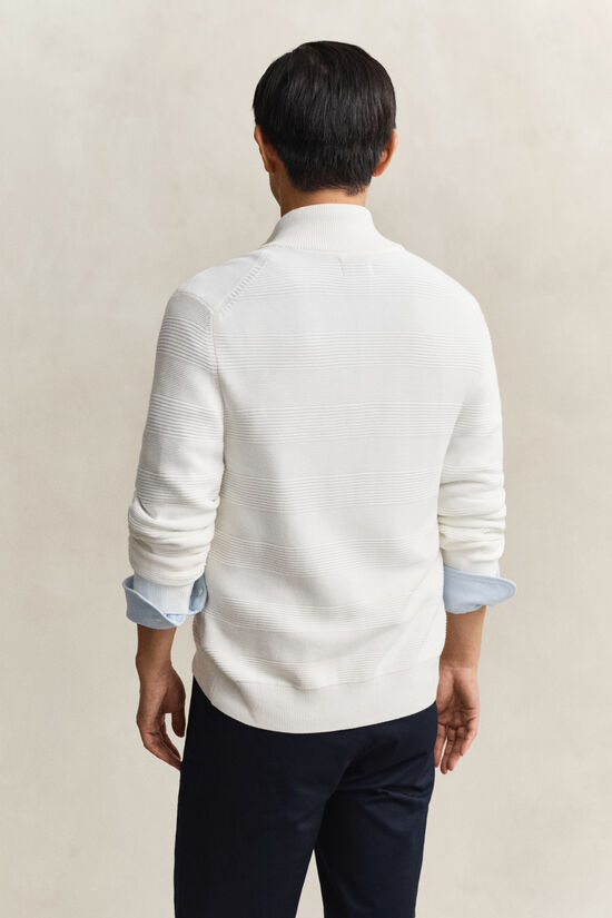 Cardigan zipp&eacute; en coton textur&eacute;