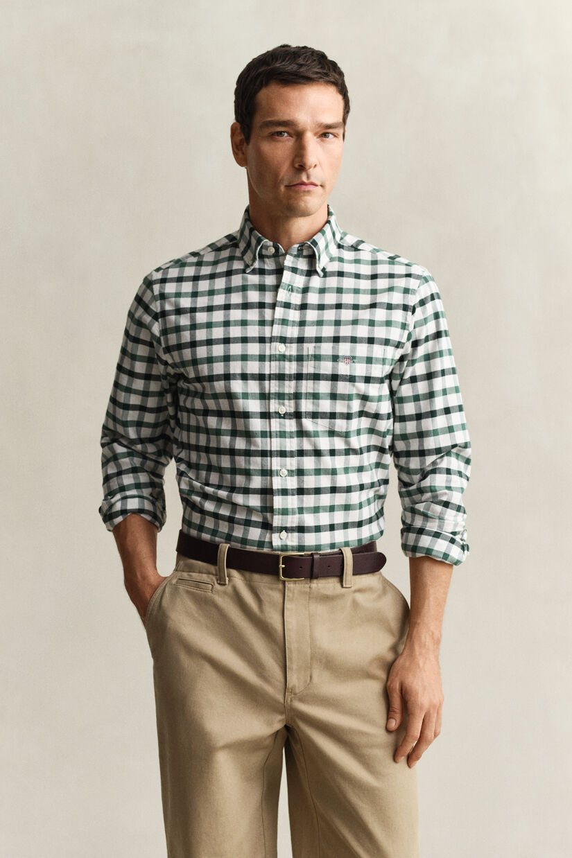 Chemise coupe regular en coton Oxford &agrave; carreaux