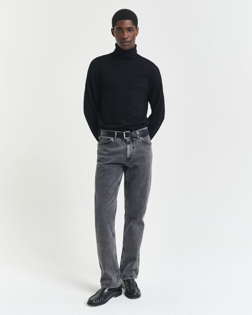 Jean regular fit noir d&eacute;lav&eacute;