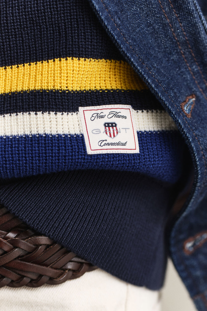 Pull fa&ccedil;on polo c&ocirc;tel&eacute; &agrave; rayures
