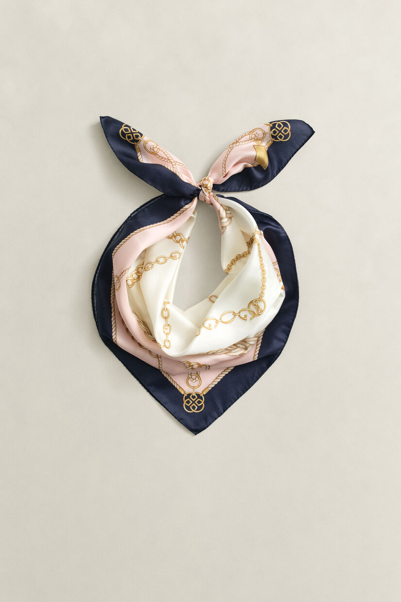 Foulard en soie &agrave; motif cha&icirc;ne