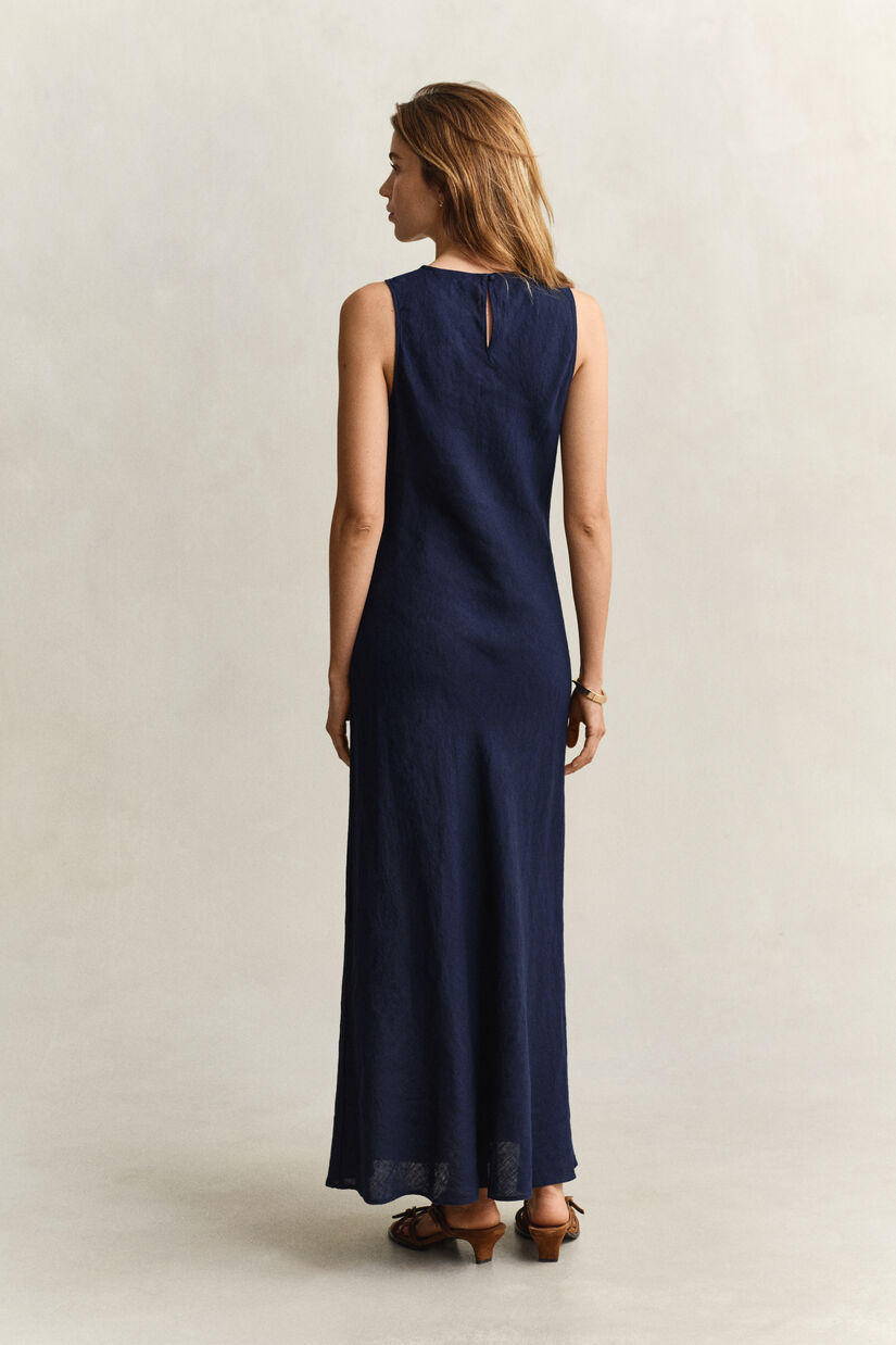 Robe midi coup&eacute;e dans le biais en lin