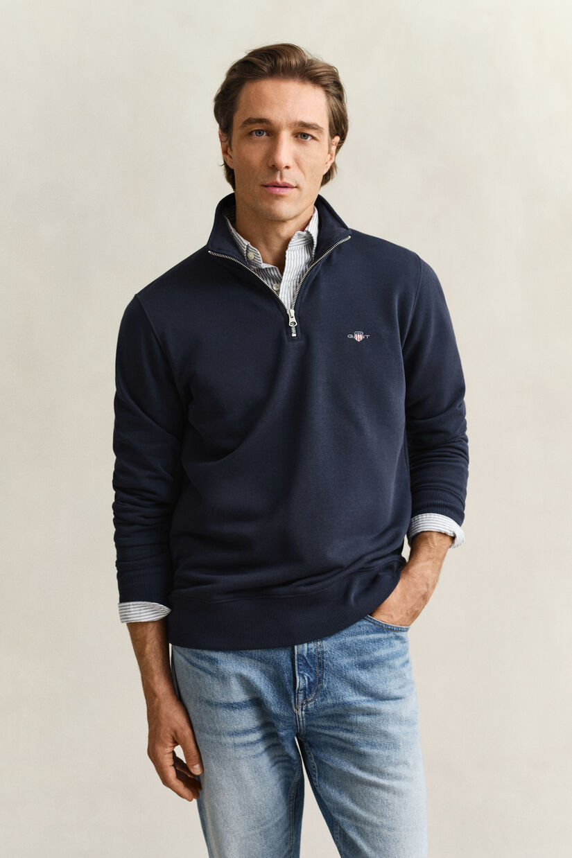 Sweat-shirt &agrave; demi-zip avec &eacute;cusson