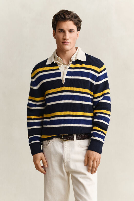 Pull fa&ccedil;on polo c&ocirc;tel&eacute; &agrave; rayures