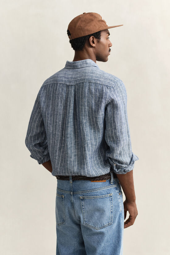 Chemise en lin &agrave; rayures
