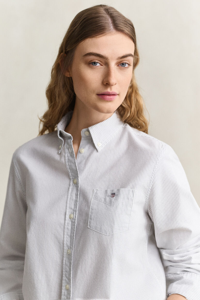 Chemise en coton Oxford classique &agrave; rayures
