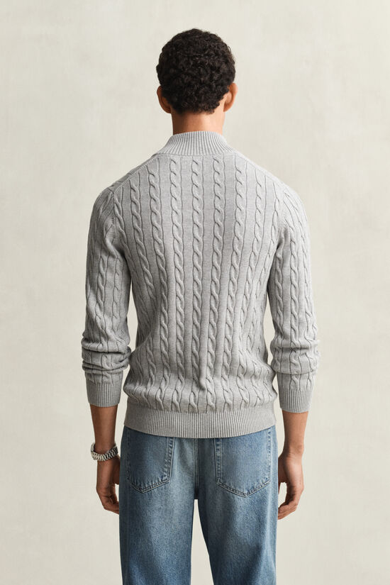 Pull &agrave; demi-zip en maille de coton torsad&eacute;e