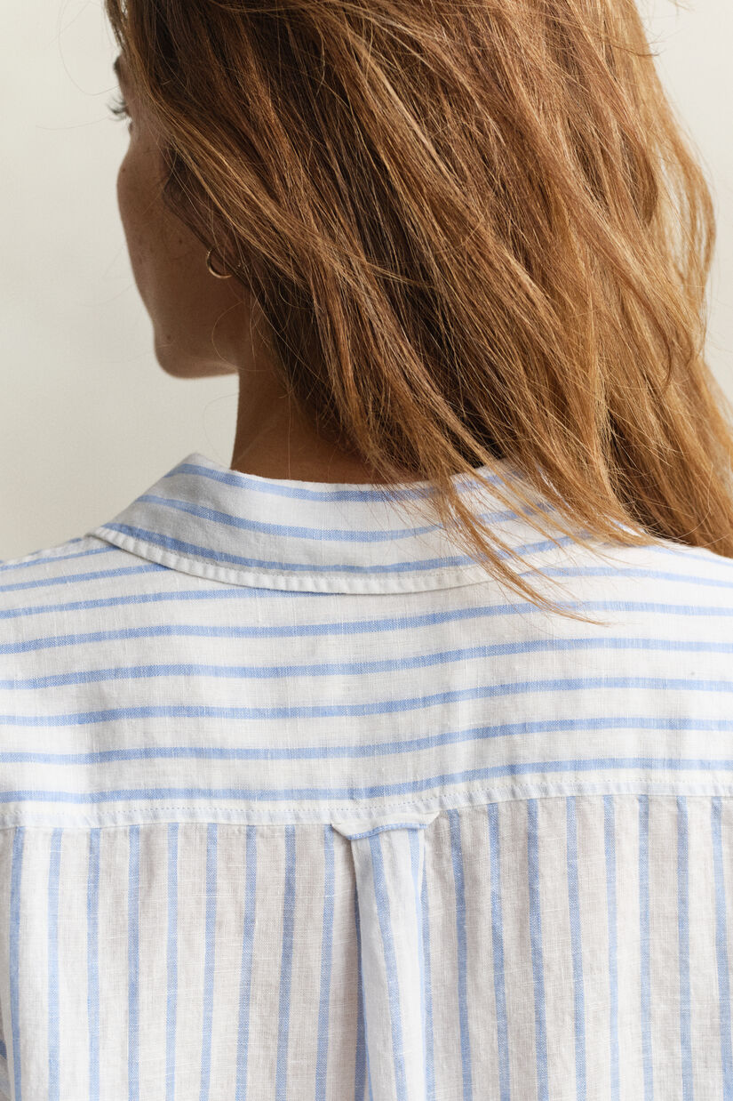 Chemise relaxed fit en lin &agrave; rayures