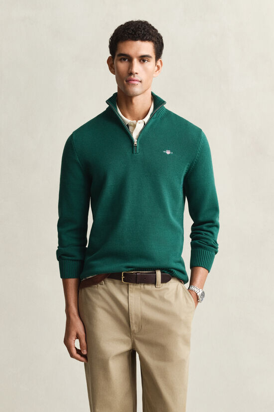 Pull en coton d&eacute;contract&eacute; &agrave; demi-zip