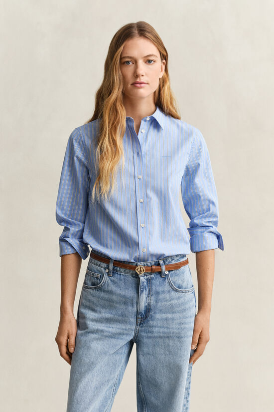 Chemise coupe regular en popeline &agrave; rayures classique