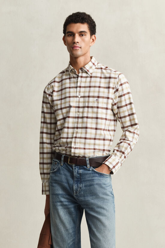 Chemise coupe regular en coton Oxford &agrave; carreaux