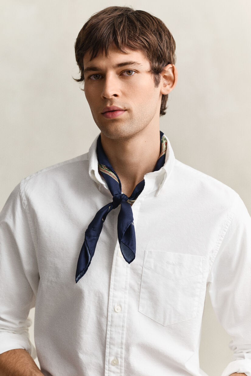 Chemise dobby en coton Oxford classique &agrave; rayures