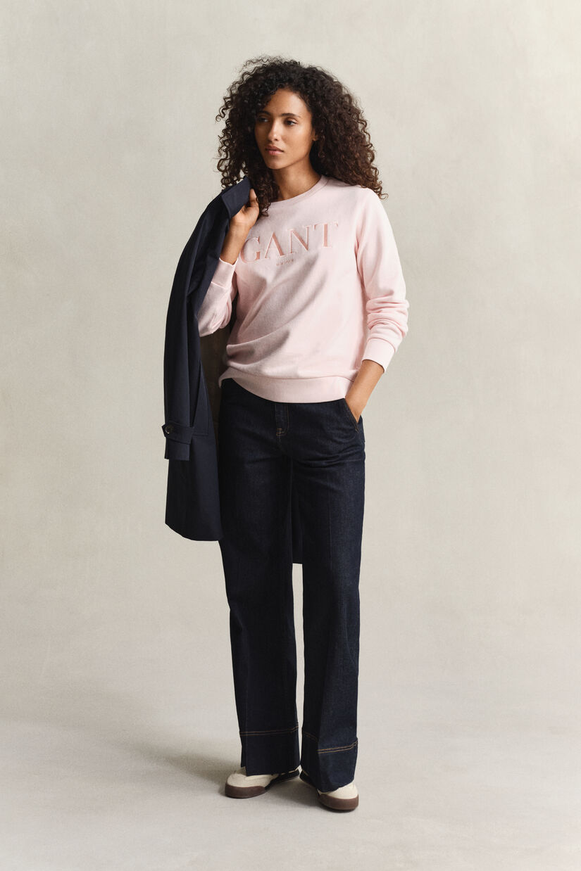 Sweat-shirt col rond ton sur ton Graphic