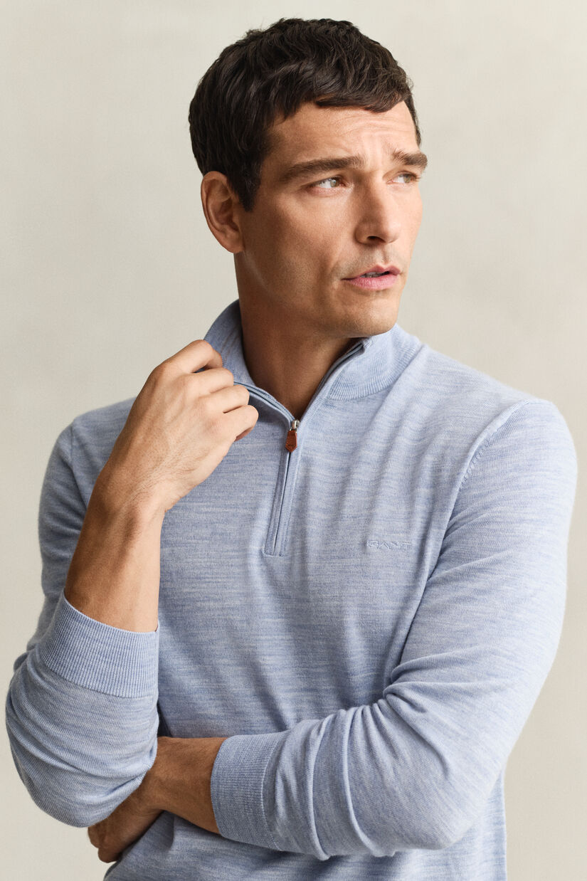 Pull &agrave; demi-zip en laine m&eacute;rinos