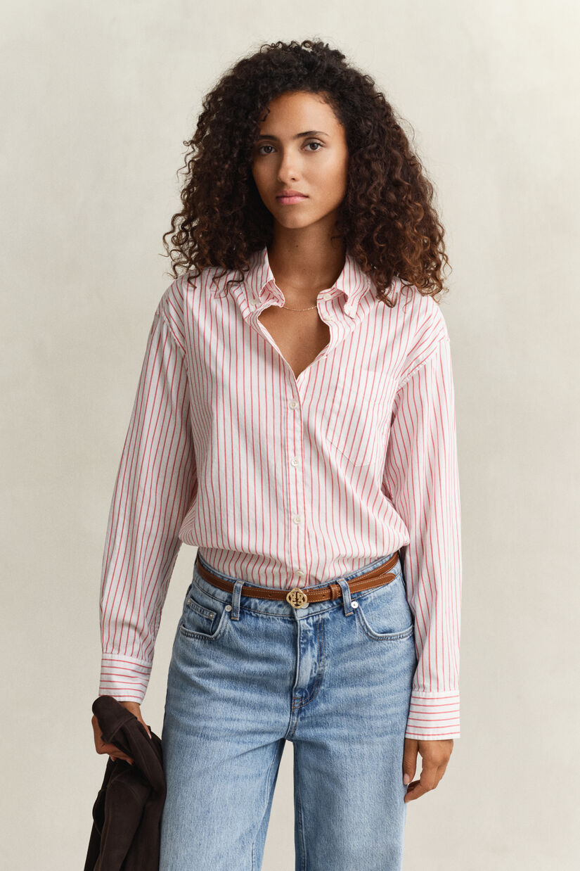 Chemise en coton Oxford &agrave; rayures Luxury