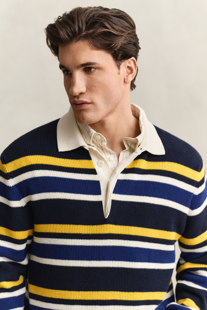 Pull fa&ccedil;on polo c&ocirc;tel&eacute; &agrave; rayures